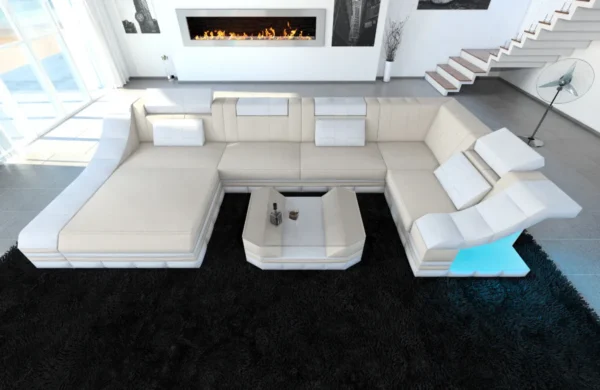 Mikrofaser Wohnlandschaft Treviano mit Ottomane U-Form L Mini – Bild 21