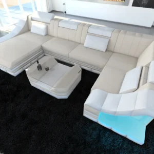 Mikrofaser Wohnlandschaft Treviano mit Ottomane U-Form L Mini