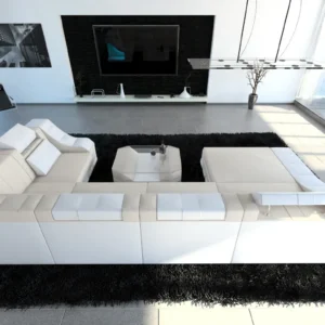 Mikrofaser Wohnlandschaft Treviano mit Ottomane U-Form L Mini