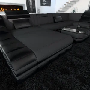 Mikrofaser Wohnlandschaft Treviano mit Ottomane U-Form L Mini