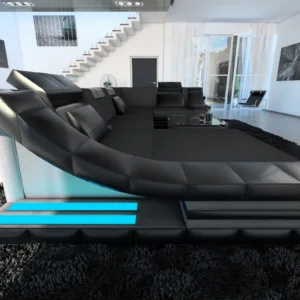 Mikrofaser Wohnlandschaft Treviano mit Ottomane U-Form L Mini