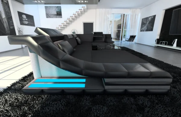 Mikrofaser Wohnlandschaft Treviano mit Ottomane U-Form L Mini – Bild 26