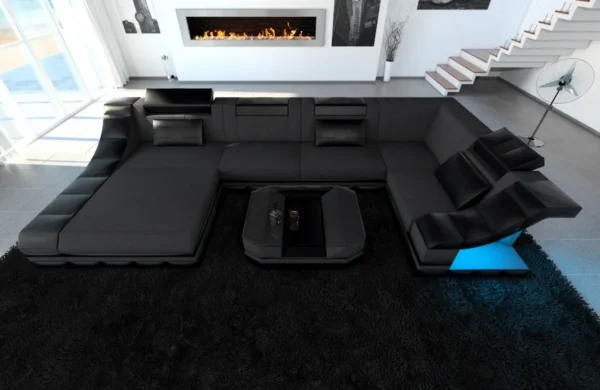 Mikrofaser Wohnlandschaft Treviano mit Ottomane U-Form L Mini – Bild 27
