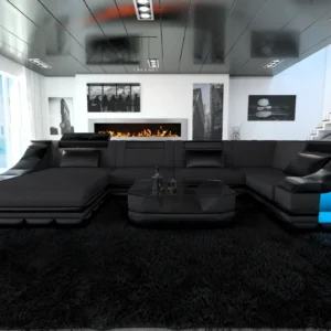 Mikrofaser Wohnlandschaft Treviano mit Ottomane U-Form L Mini
