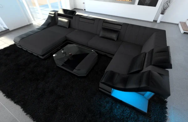 Mikrofaser Wohnlandschaft Treviano mit Ottomane U-Form L Mini – Bild 29
