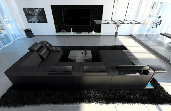 Mikrofaser Wohnlandschaft Treviano mit Ottomane U-Form L Mini – Bild 30
