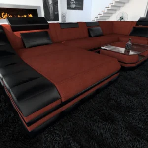 Mikrofaser Wohnlandschaft Treviano mit Ottomane U-Form L Mini