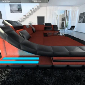 Mikrofaser Wohnlandschaft Treviano mit Ottomane U-Form L Mini