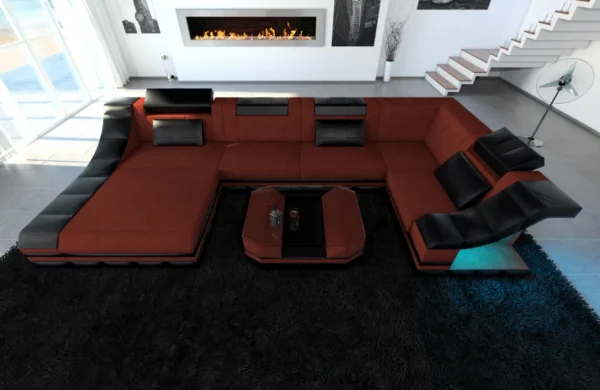 Mikrofaser Wohnlandschaft Treviano mit Ottomane U-Form L Mini – Bild 3