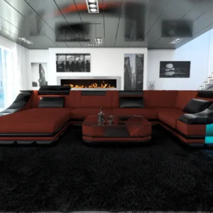 Mikrofaser Wohnlandschaft Treviano mit Ottomane U-Form L Mini