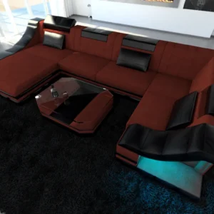Mikrofaser Wohnlandschaft Treviano mit Ottomane U-Form L Mini
