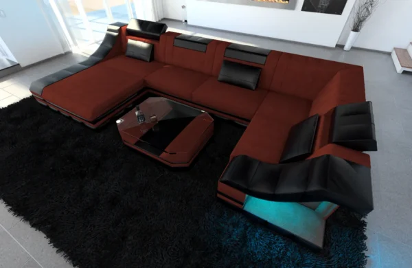 Mikrofaser Wohnlandschaft Treviano mit Ottomane U-Form L Mini – Bild 5
