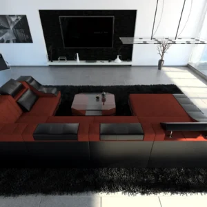 Mikrofaser Wohnlandschaft Treviano mit Ottomane U-Form L Mini