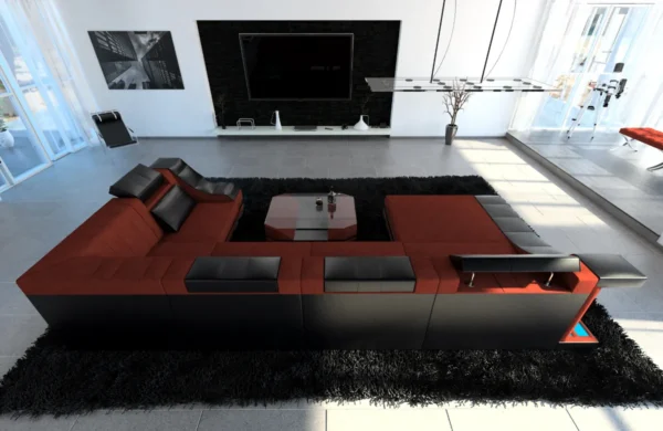 Mikrofaser Wohnlandschaft Treviano mit Ottomane U-Form L Mini – Bild 6