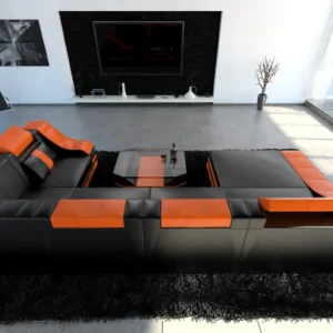 Kunstleder Wohnlandschaft Treviano mit Ottomane U-Form L