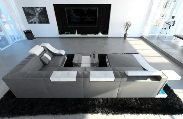 Kunstleder Wohnlandschaft Treviano mit Ottomane U-Form L – Bild 24