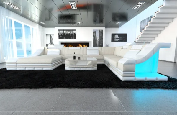 Webstoff Wohnlandschaft Treviano mit Ottomane U-Form XL – Bild 4