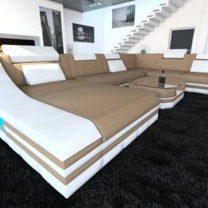 Mikrofaser Wohnlandschaft Treviano mit Ottomane U-Form XL