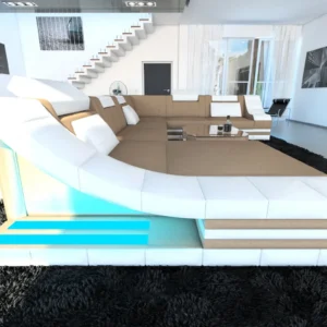 Mikrofaser Wohnlandschaft Treviano mit Ottomane U-Form XL