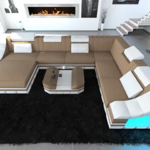Mikrofaser Wohnlandschaft Treviano mit Ottomane U-Form XL