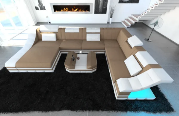 Mikrofaser Wohnlandschaft Treviano mit Ottomane U-Form XL – Bild 27