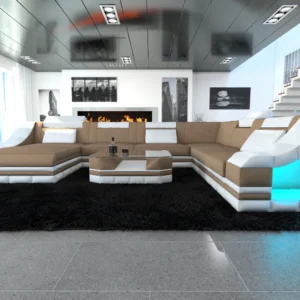 Mikrofaser Wohnlandschaft Treviano mit Ottomane U-Form XL