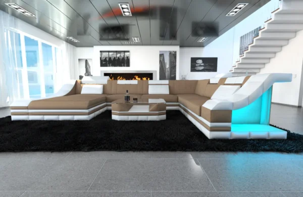 Mikrofaser Wohnlandschaft Treviano mit Ottomane U-Form XL – Bild 28