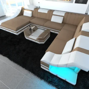 Mikrofaser Wohnlandschaft Treviano mit Ottomane U-Form XL