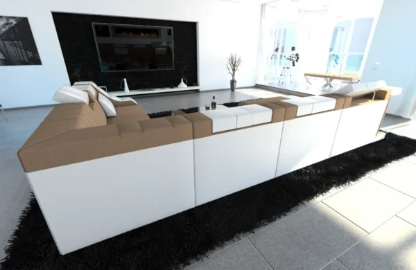 Mikrofaser Wohnlandschaft Treviano mit Ottomane U-Form XL – Bild 30