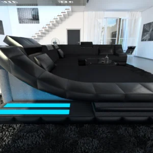 Mikrofaser Wohnlandschaft Treviano mit Ottomane U-Form XL