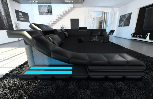 Mikrofaser Wohnlandschaft Treviano mit Ottomane U-Form XL – Bild 8