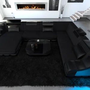 Mikrofaser Wohnlandschaft Treviano mit Ottomane U-Form XL