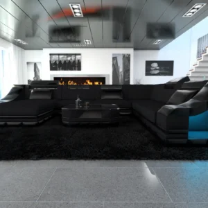 Mikrofaser Wohnlandschaft Treviano mit Ottomane U-Form XL