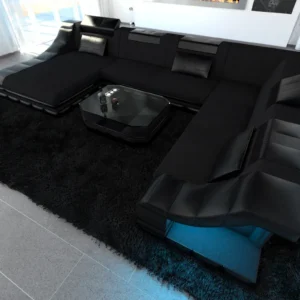 Mikrofaser Wohnlandschaft Treviano mit Ottomane U-Form XL
