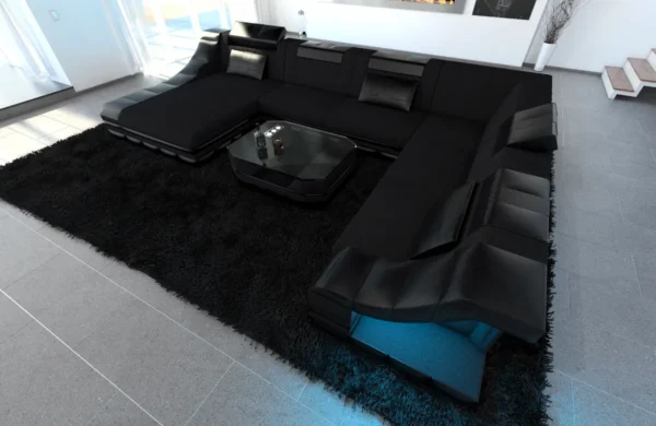 Mikrofaser Wohnlandschaft Treviano mit Ottomane U-Form XL – Bild 11