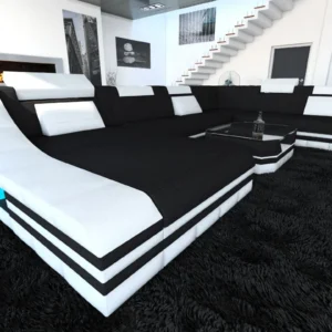 Mikrofaser Wohnlandschaft Treviano mit Ottomane U-Form XL
