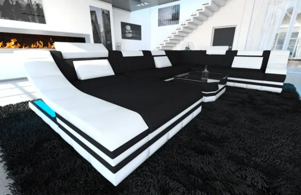 Mikrofaser Wohnlandschaft Treviano mit Ottomane U-Form XL – Bild 13