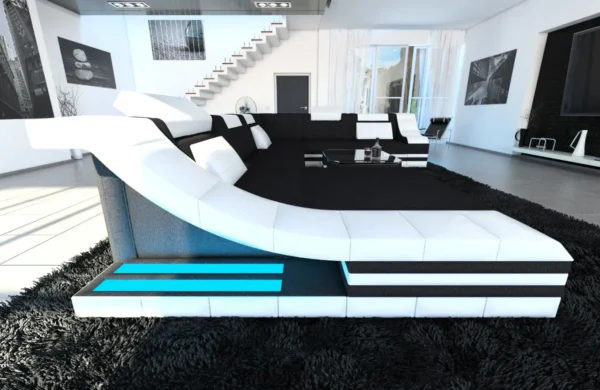 Mikrofaser Wohnlandschaft Treviano mit Ottomane U-Form XL – Bild 14