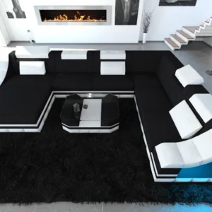 Mikrofaser Wohnlandschaft Treviano mit Ottomane U-Form XL