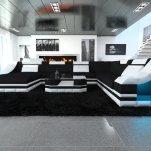 Mikrofaser Wohnlandschaft Treviano mit Ottomane U-Form XL