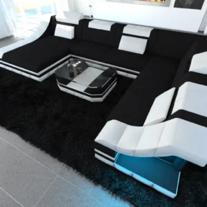 Mikrofaser Wohnlandschaft Treviano mit Ottomane U-Form XL
