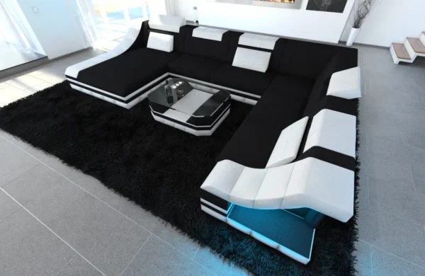 Mikrofaser Wohnlandschaft Treviano mit Ottomane U-Form XL – Bild 17