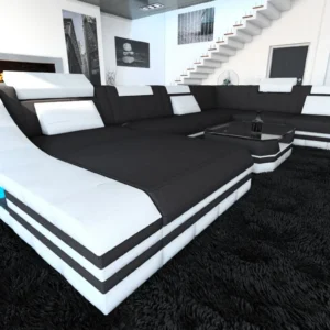Mikrofaser Wohnlandschaft Treviano mit Ottomane U-Form XL