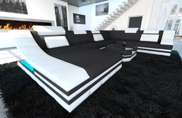 Mikrofaser Wohnlandschaft Treviano mit Ottomane U-Form XL