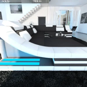 Mikrofaser Wohnlandschaft Treviano mit Ottomane U-Form XL