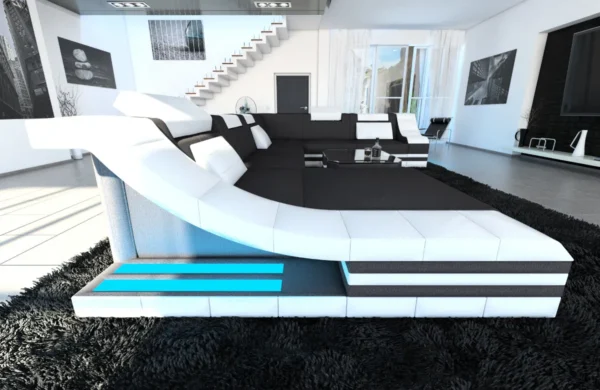 Mikrofaser Wohnlandschaft Treviano mit Ottomane U-Form XL – Bild 2