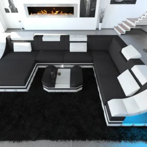 Mikrofaser Wohnlandschaft Treviano mit Ottomane U-Form XL