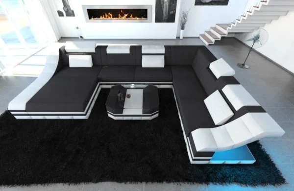 Mikrofaser Wohnlandschaft Treviano mit Ottomane U-Form XL – Bild 3