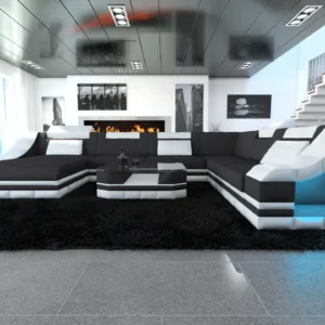 Mikrofaser Wohnlandschaft Treviano mit Ottomane U-Form XL