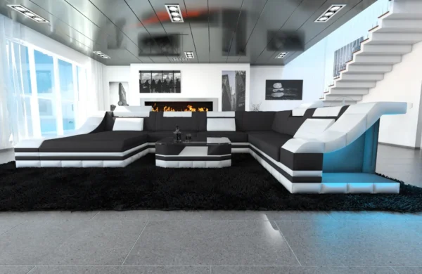 Mikrofaser Wohnlandschaft Treviano mit Ottomane U-Form XL – Bild 4